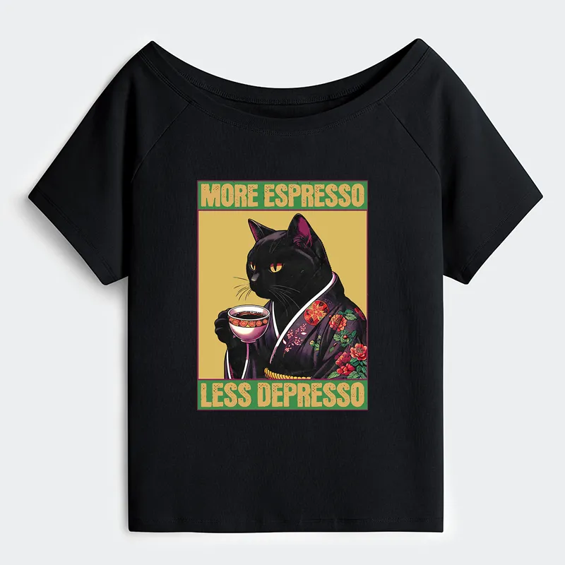 Tokyo-Tiger Up Caffeine Down Depression Off Shoulder T-Shirt