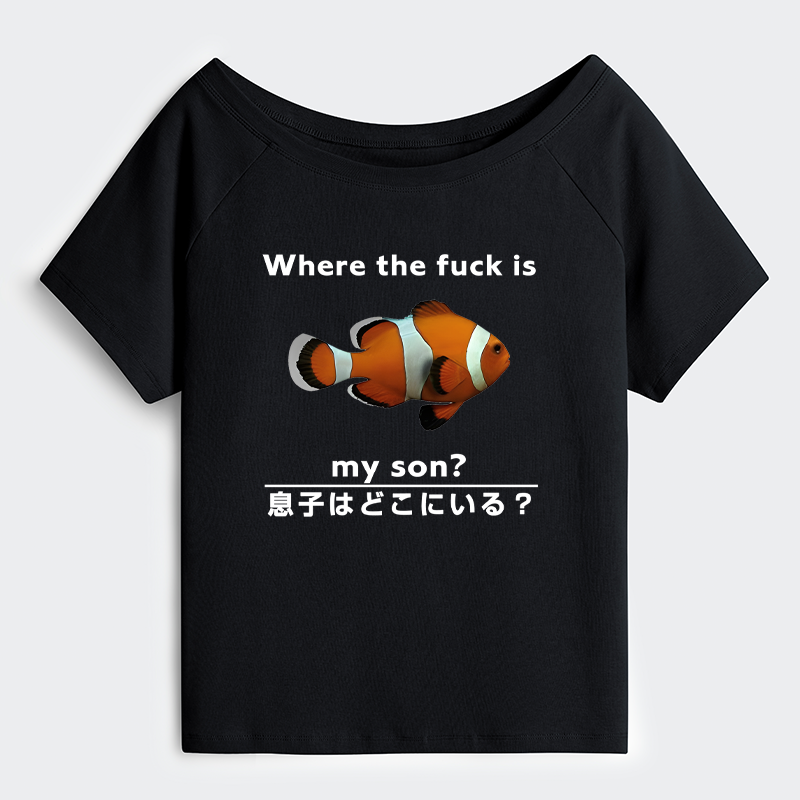 Tokyo-Tiger Fish Looking For Son Off Shoulder T-Shirt