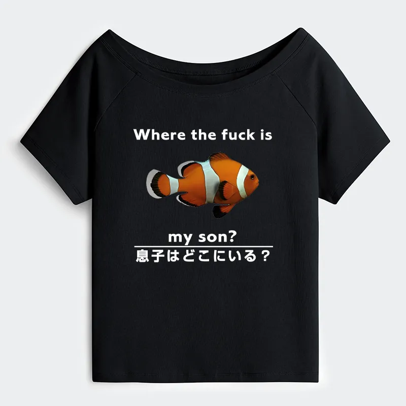 Tokyo-Tiger Fish Looking For Son Off Shoulder T-Shirt