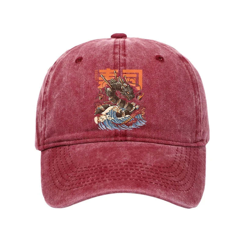 Tokyo-Tiger The Great Sushi Dragon Wave Washed Cap