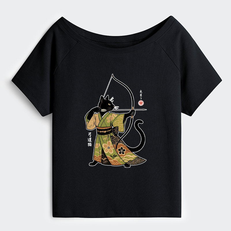 Tokyo-Tiger Japan Cat Archery Off Shoulder T-Shirt