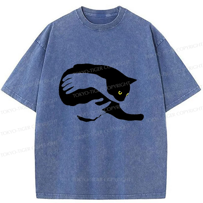 Tokyo-Tiger Holding A Cat Washed T-Shirt