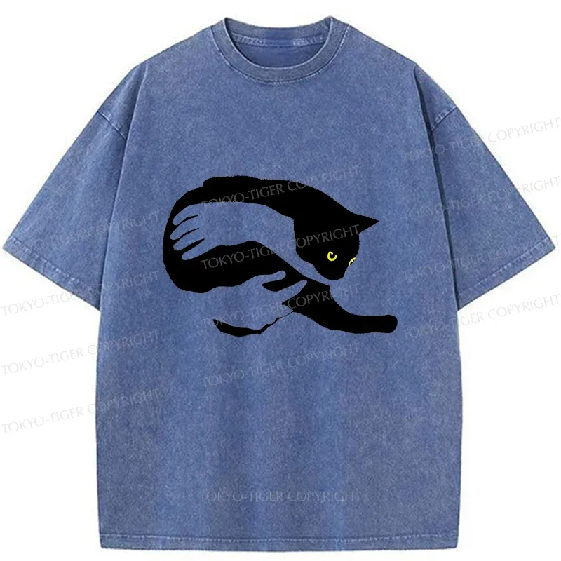 Tokyo-Tiger Holding A Cat Washed T-Shirt