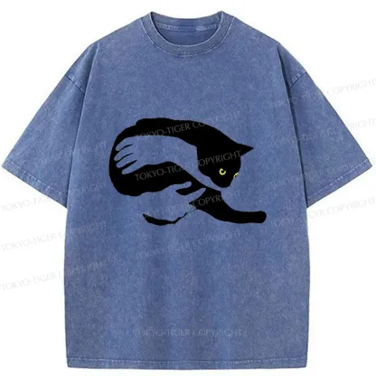 Tokyo-Tiger Holding A Cat Washed T-Shirt