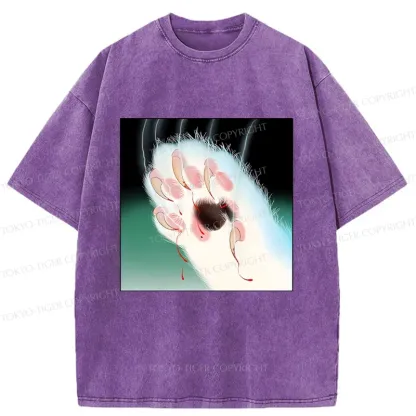 Tokyo-Tiger Ukiyoe Cat Paw Washed T-Shirt