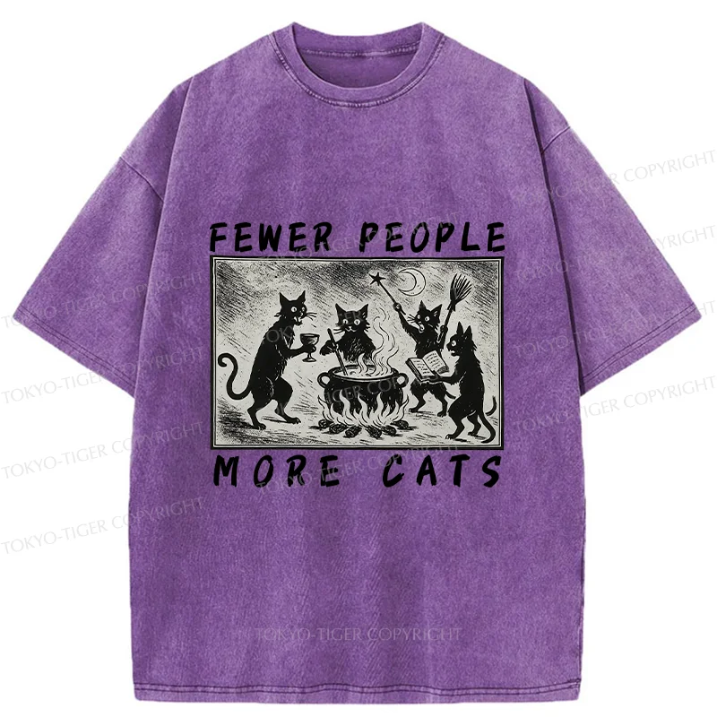 Tokyo-Tiger More Cats Funny Washed T-Shirt