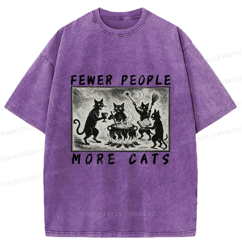 Tokyo-Tiger More Cats Funny Washed T-Shirt