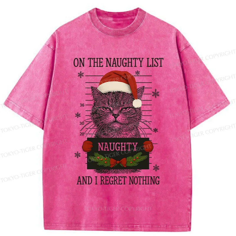 Tokyo-Tiger Christmas Naughty Cat Washed T-Shirt