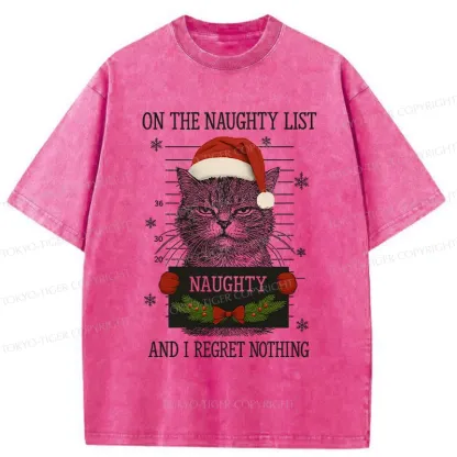 Tokyo-Tiger Christmas Naughty Cat Washed T-Shirt