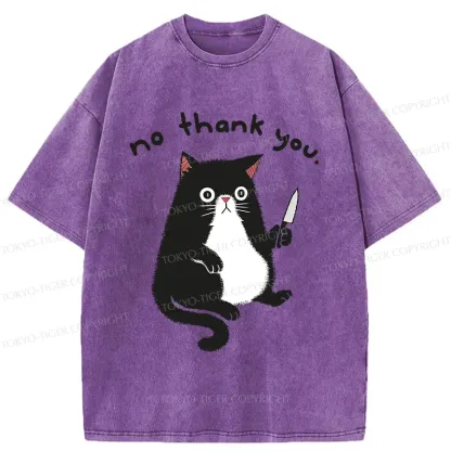 Tokyo-Tiger Tuxedo Cat Holding A Knife Washed T-Shirt