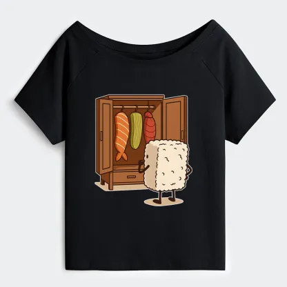 Tokyo-Tiger Sushi Pick Out Clothes Off Shoulder T-Shirt