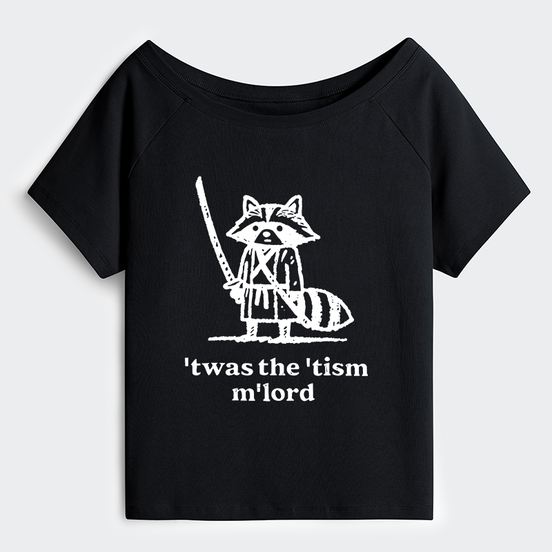 Tokyo-Tiger Focused Samurai Raccoon Off Shoulder T-Shirt