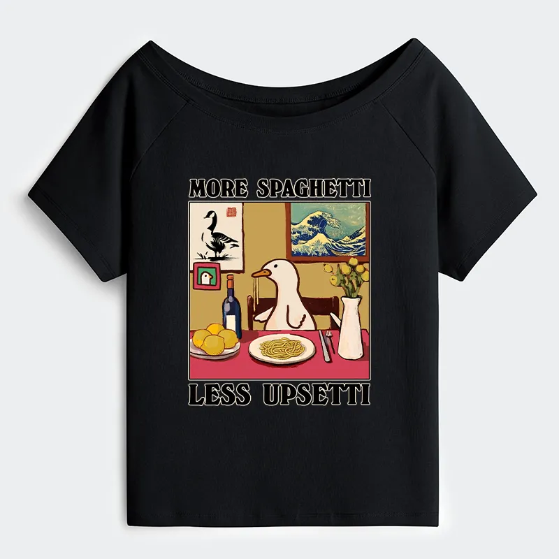 Tokyo-Tiger More Spaghetti Less Upsetti Goose Off Shoulder T-Shirt
