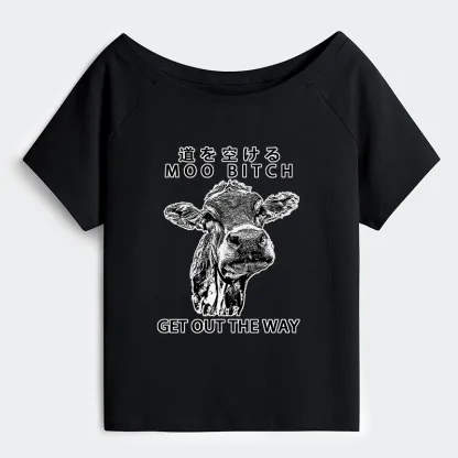 Tokyo-Tiger Funny Cow Off Shoulder T-Shirt