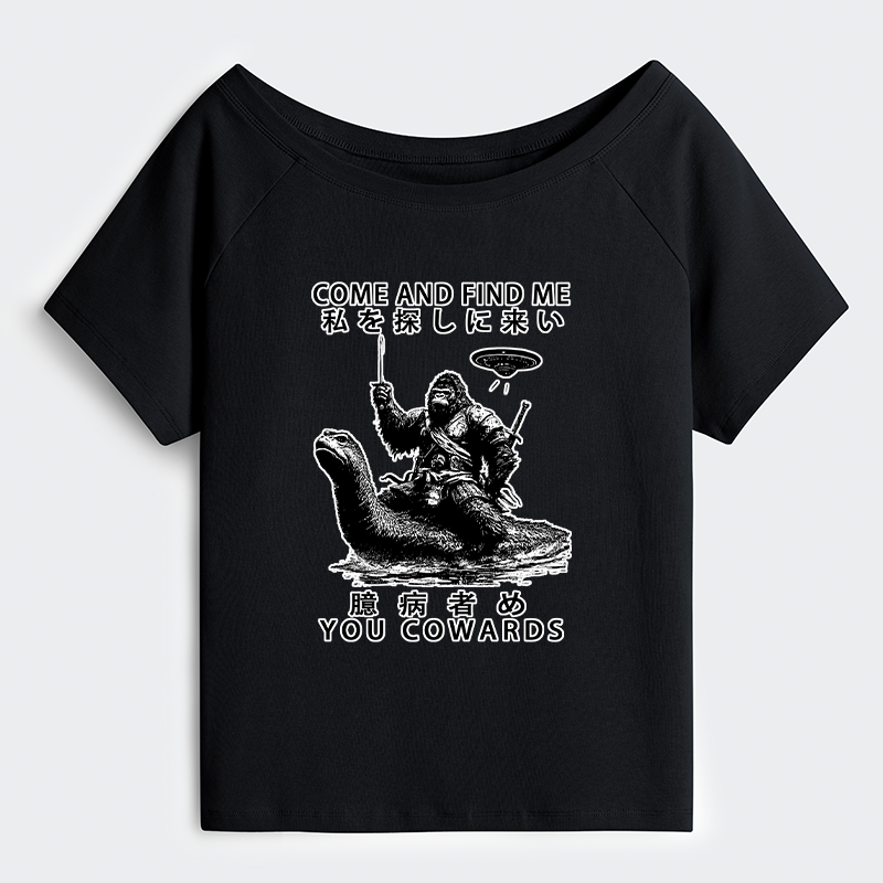 Tokyo-Tiger Can You Find Us Off Shoulder T-Shirt