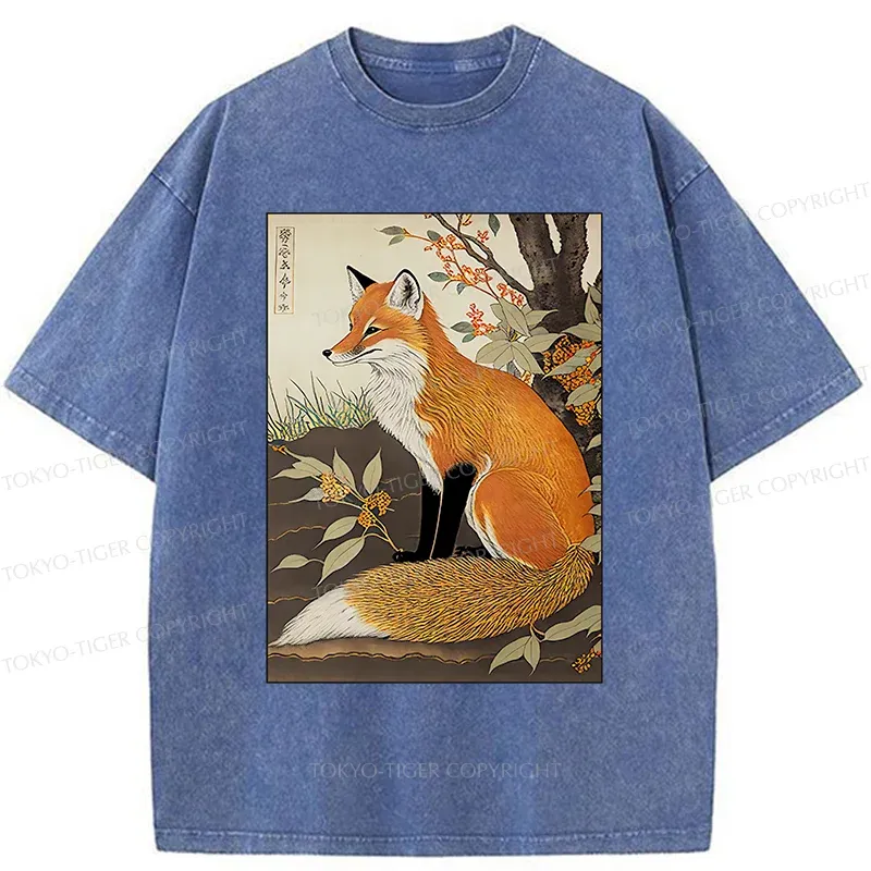 Tokyo-Tiger Ukiyo-e Fox Washed T-Shirt