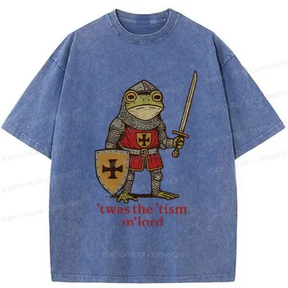 Tokyo-Tiger Frog Knight Funny Washed T-Shirt