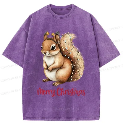 Tokyo-Tiger Christmas Squirrel Washed T-Shirt