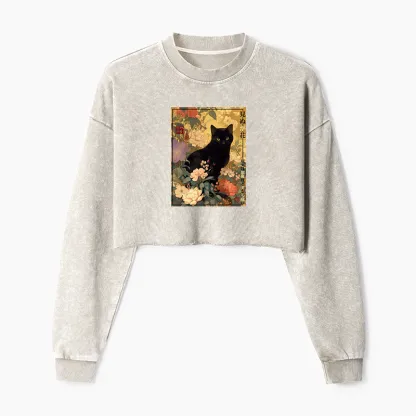 Tokyo-Tiger Reality Is Not As Beautiful As Imagination Washed Crop Sweatshirt