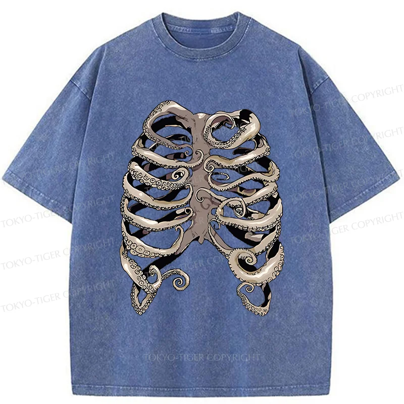 Tokyo-Tiger Octopus Skeleton Washed T-Shirt