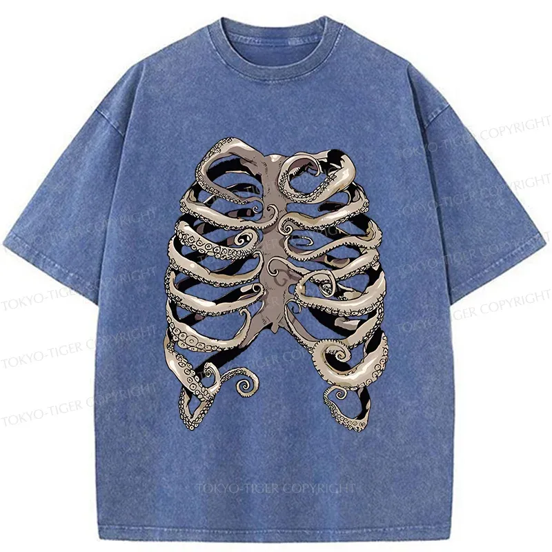Tokyo-Tiger Octopus Skeleton Washed T-Shirt