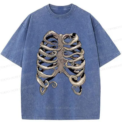 Tokyo-Tiger Octopus Skeleton Washed T-Shirt