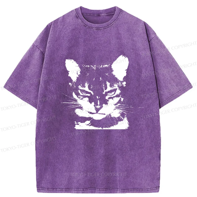 Tokyo-Tiger Smirking Cat Washed T-Shirt