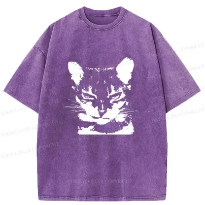 Tokyo-Tiger Smirking Cat Washed T-Shirt