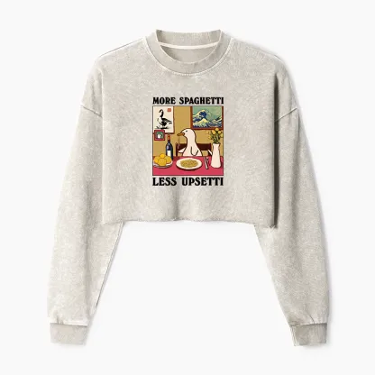 Tokyo-Tiger More Spaghetti Less Upsetti Goose Washed Crop Sweatshirt