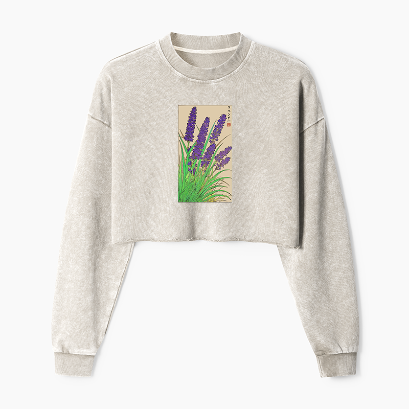 Tokyo-Tiger Japanese Lavender Washed Crop Sweatshirt