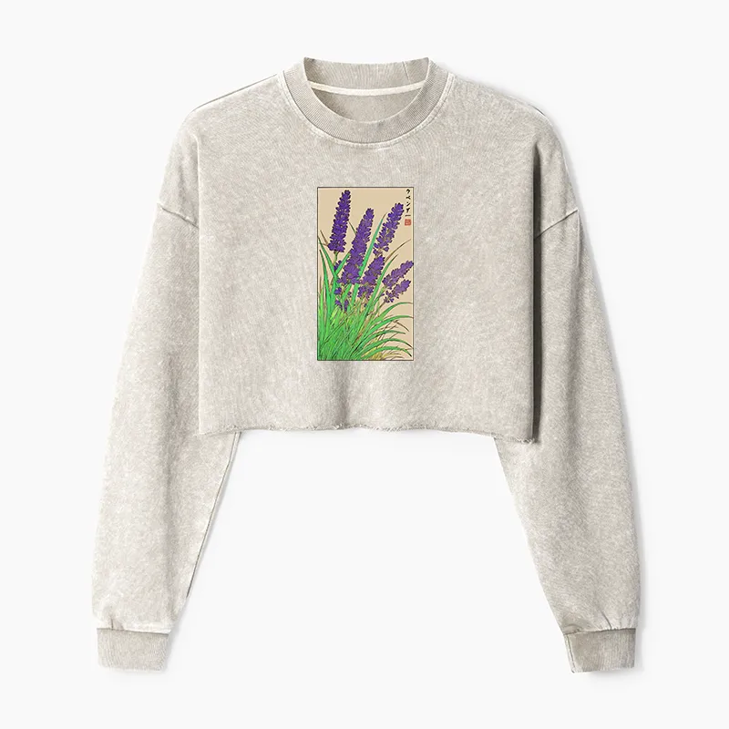 Tokyo-Tiger Japanese Lavender Washed Crop Sweatshirt