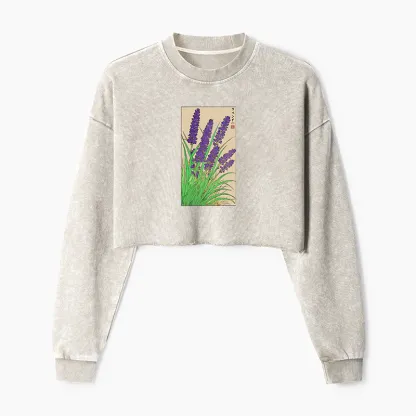 Tokyo-Tiger Japanese Lavender Washed Crop Sweatshirt