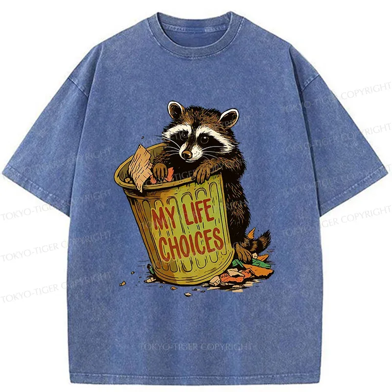 Tokyo-Tiger Raccoon Life Choices Washed T-Shirt