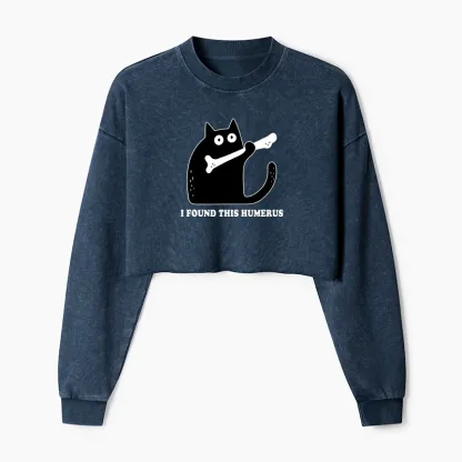 Tokyo-Tiger Cat Found This Humerus Washed Crop Sweatshirt