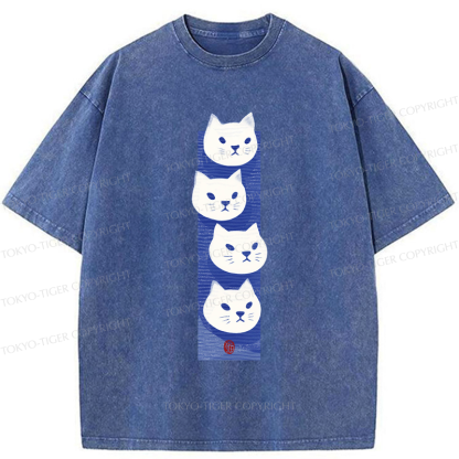 Tokyo-Tiger Four Cats Washed T-Shirt