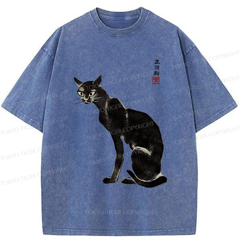 Tokyo-Tiger Retro Skinny Cat Washed T-Shirt