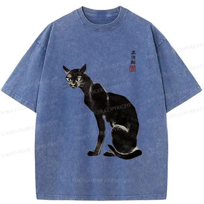 Tokyo-Tiger Retro Skinny Cat Washed T-Shirt