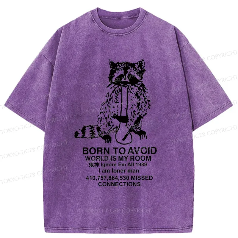 Tokyo-Tiger Raccoon Meme Washed T-Shirt
