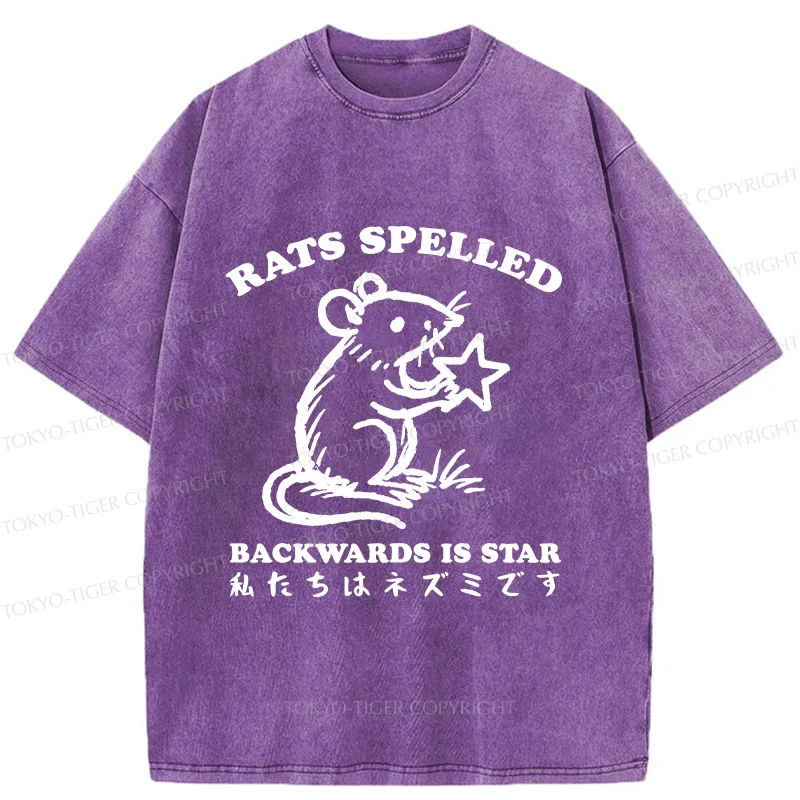 Tokyo-Tiger Funny Rats Washed T-Shirt
