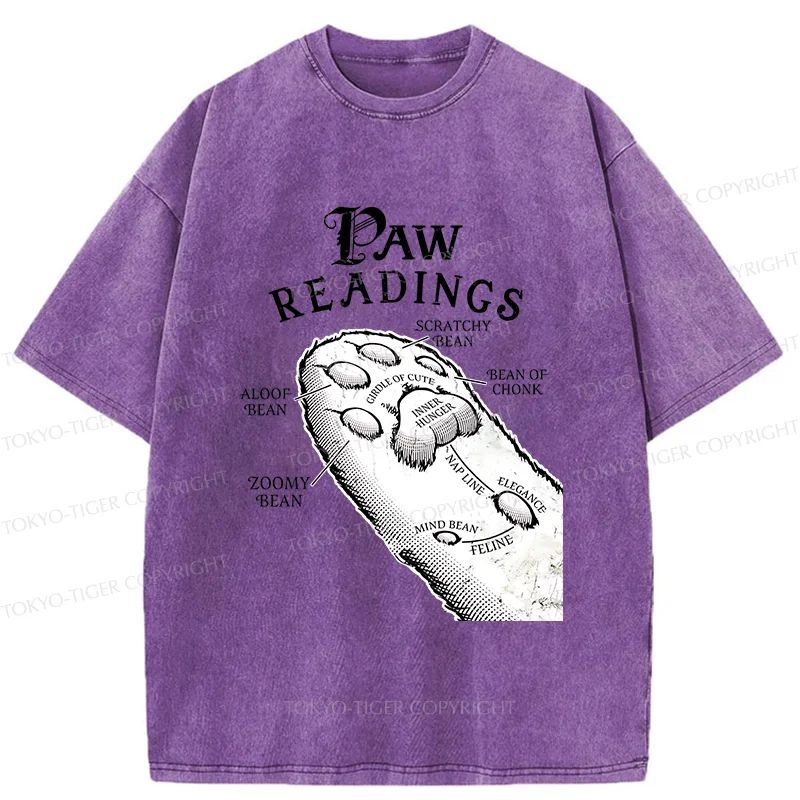 Tokyo-Tiger Funny Cat Paws Washed T-Shirt