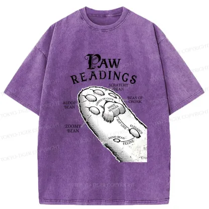 Tokyo-Tiger Funny Cat Paws Washed T-Shirt