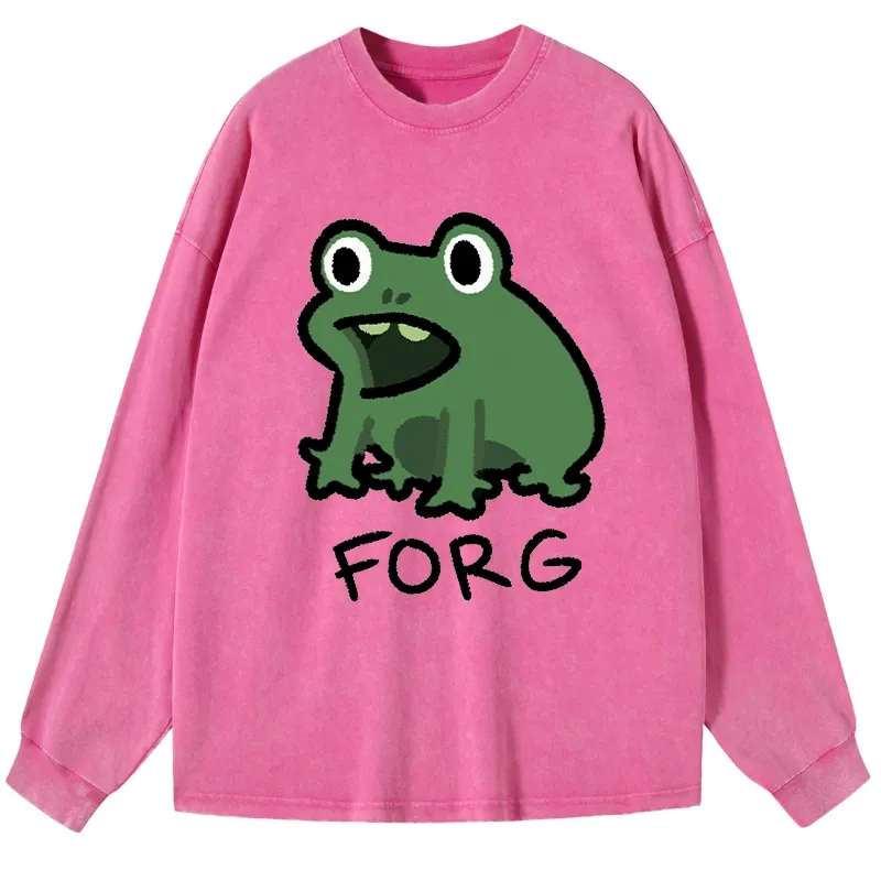 Tokyo-Tiger Funny Forg Japan Washed Long Sleeve T-Shirt