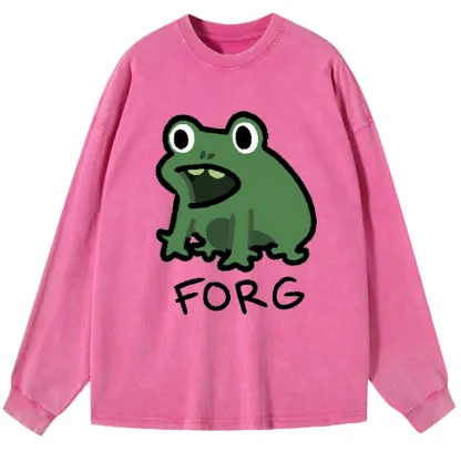 Tokyo-Tiger Funny Forg Japan Washed Long Sleeve T-Shirt