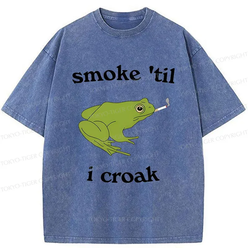 Tokyo-Tiger Smoking Frog Funny Washed T-Shirt Sale