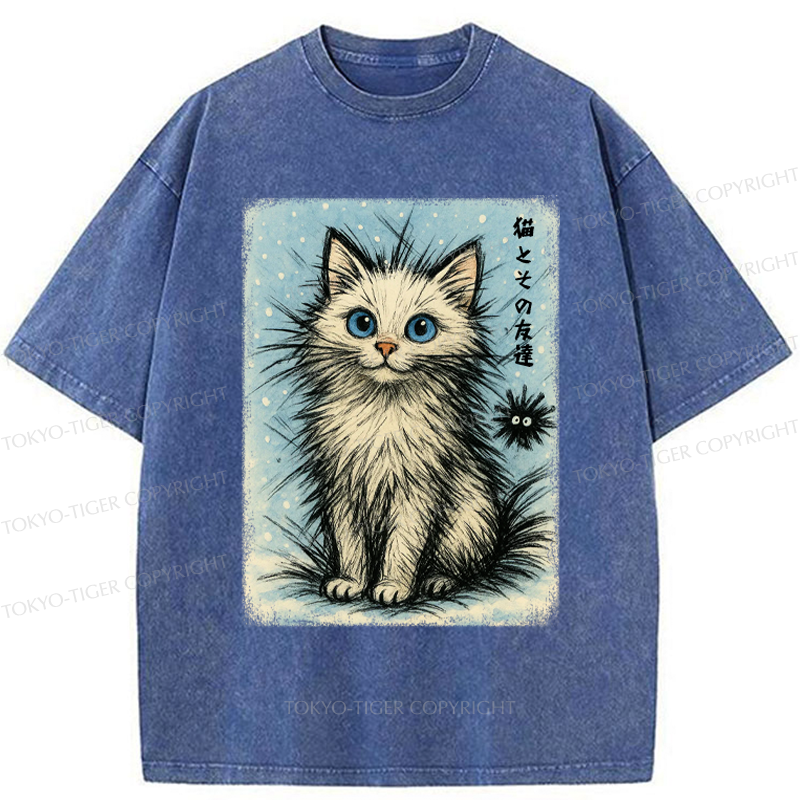 Tokyo-Tiger The Kitten And Its Furball Friend Washed T-Shirt