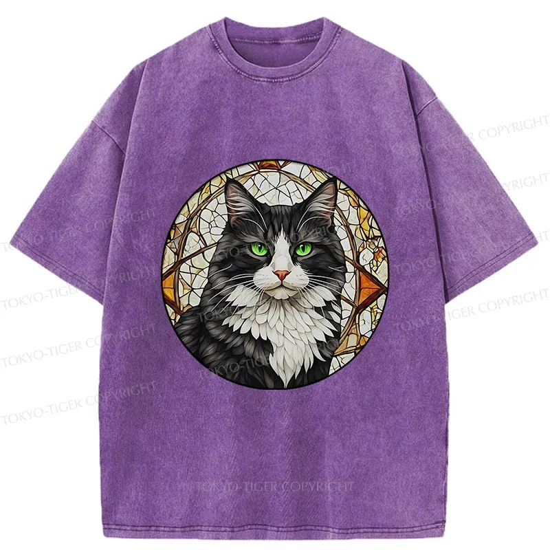 Tokyo-Tiger Tuxedo Cat Art Washed T-Shirt