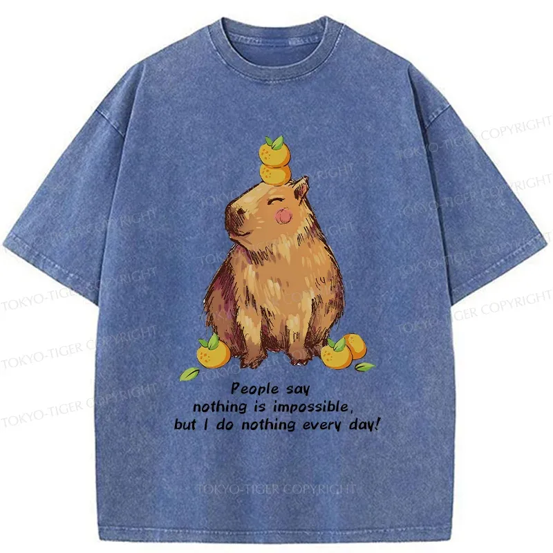 Tokyo-Tiger Leisurely Capybara Washed T-Shirt