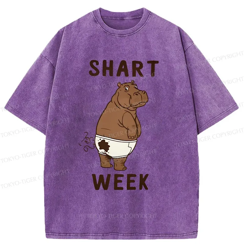 Tokyo-Tiger Shart Week Funny Washed T-Shirt