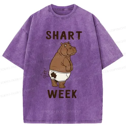 Tokyo-Tiger Shart Week Funny Washed T-Shirt