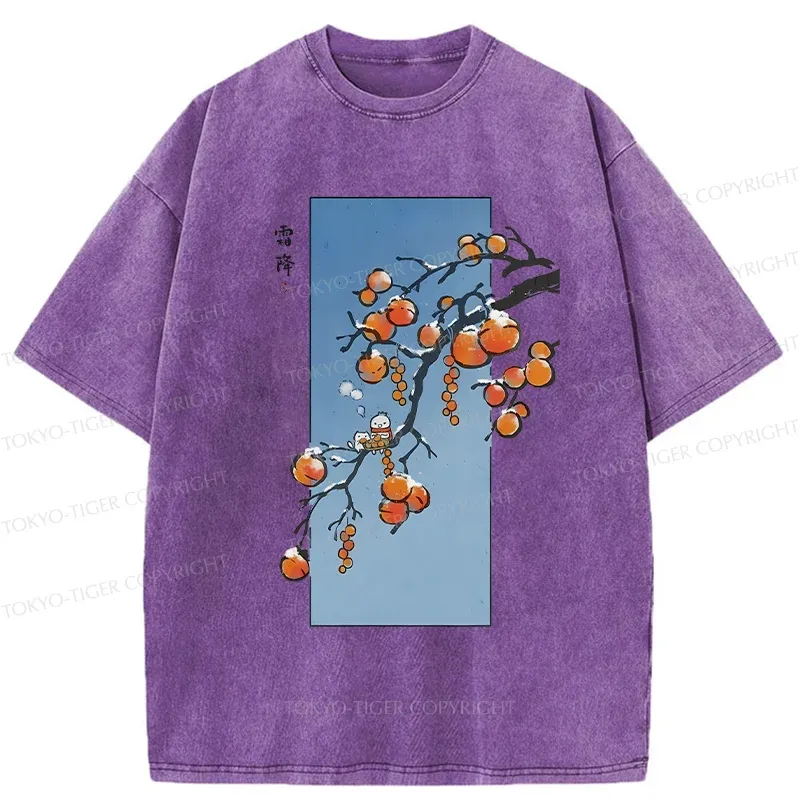 Tokyo-Tiger Winter Paintings Japanese Washed T-Shirt
